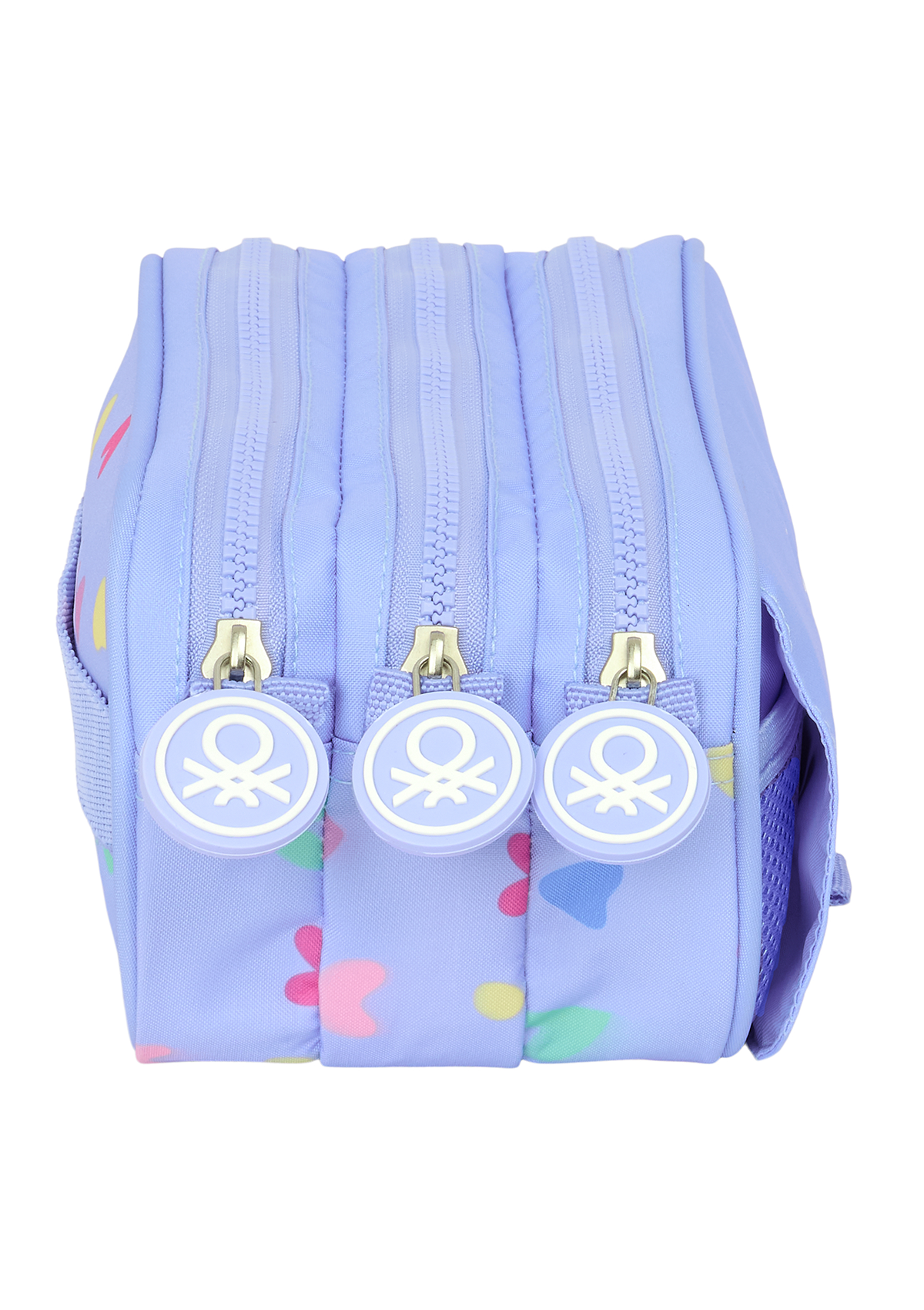 Benetton Lila Large Triple Pencil Case