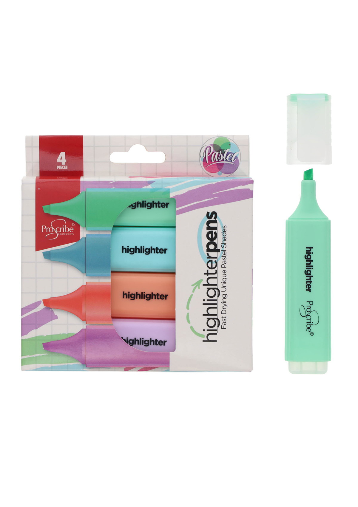 ProScribe Pkt.4 Pastel Highlighters
