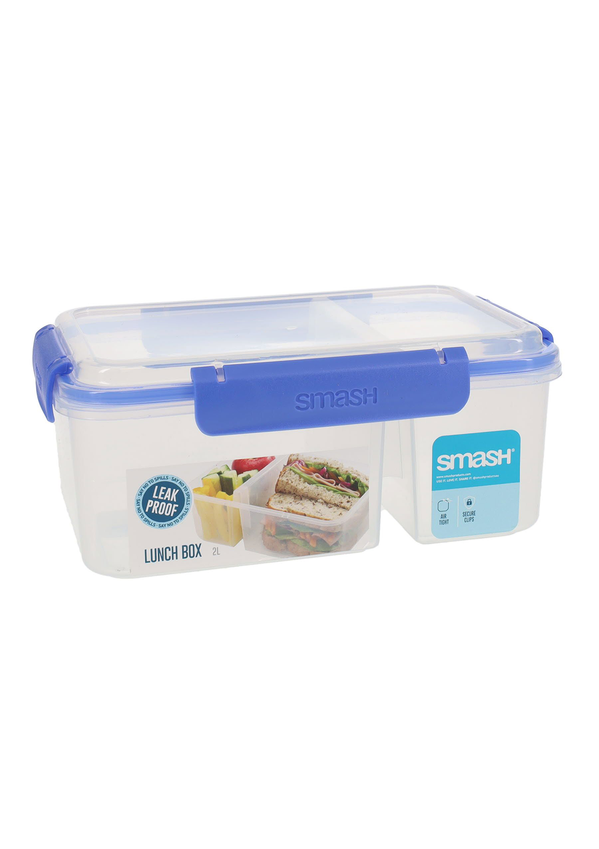 2l Leakproof Divided Lunch Box 2 Asst