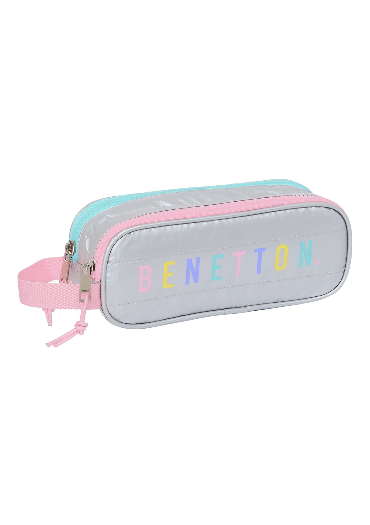 Benetton Silver Double Pencil Case