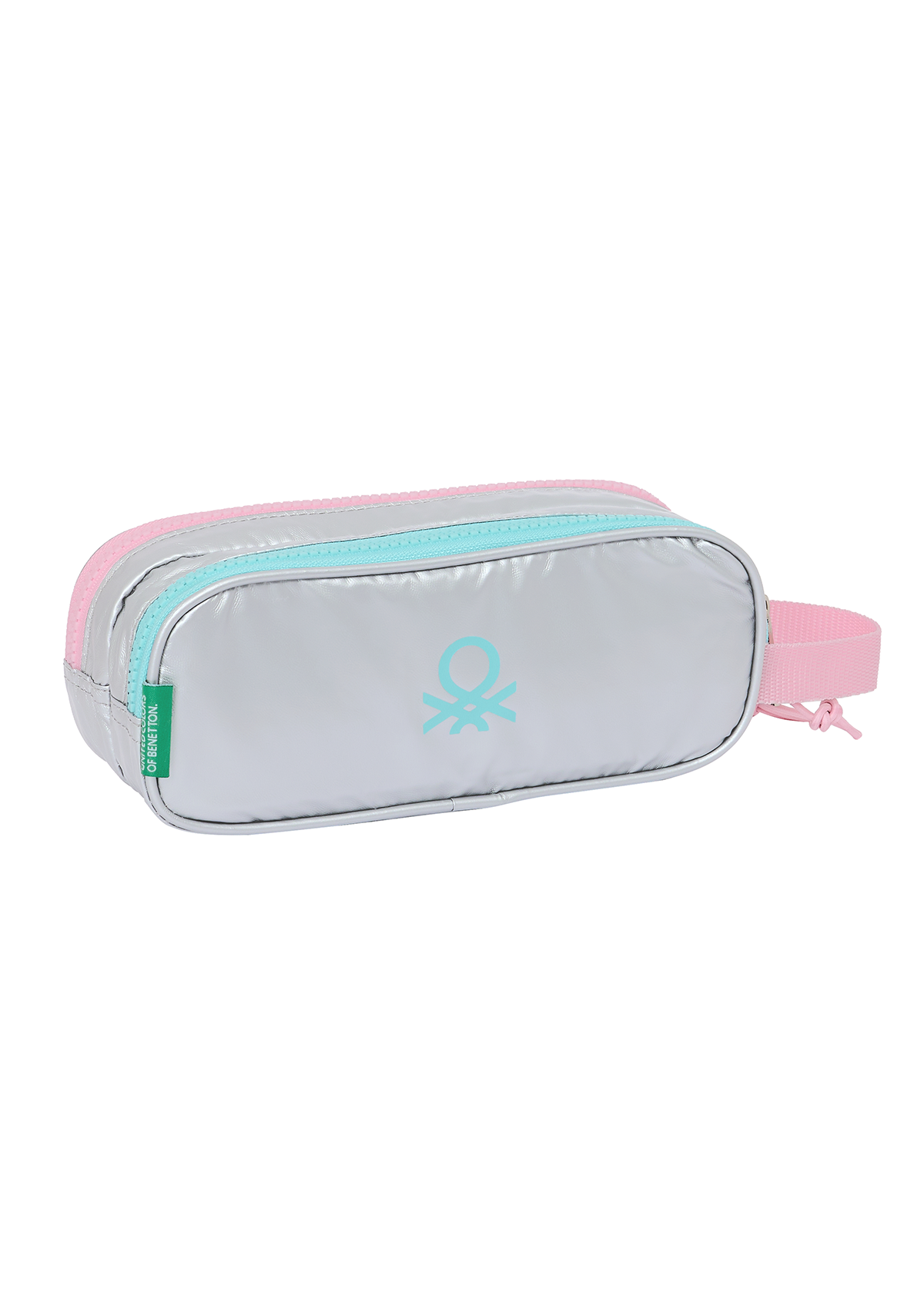 Benetton Silver Double Pencil Case