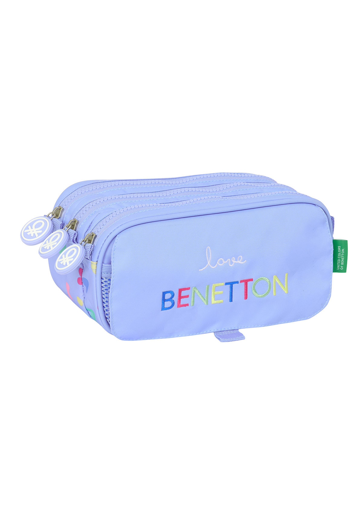 Benetton Lila Large Triple Pencil Case