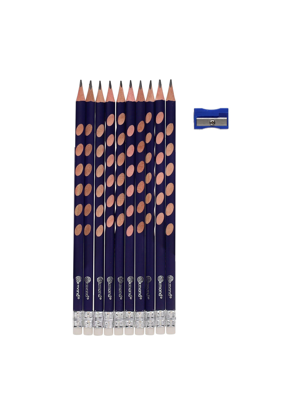 Card 10 Finger Fit Hb Triangular Pencils With Sharpener