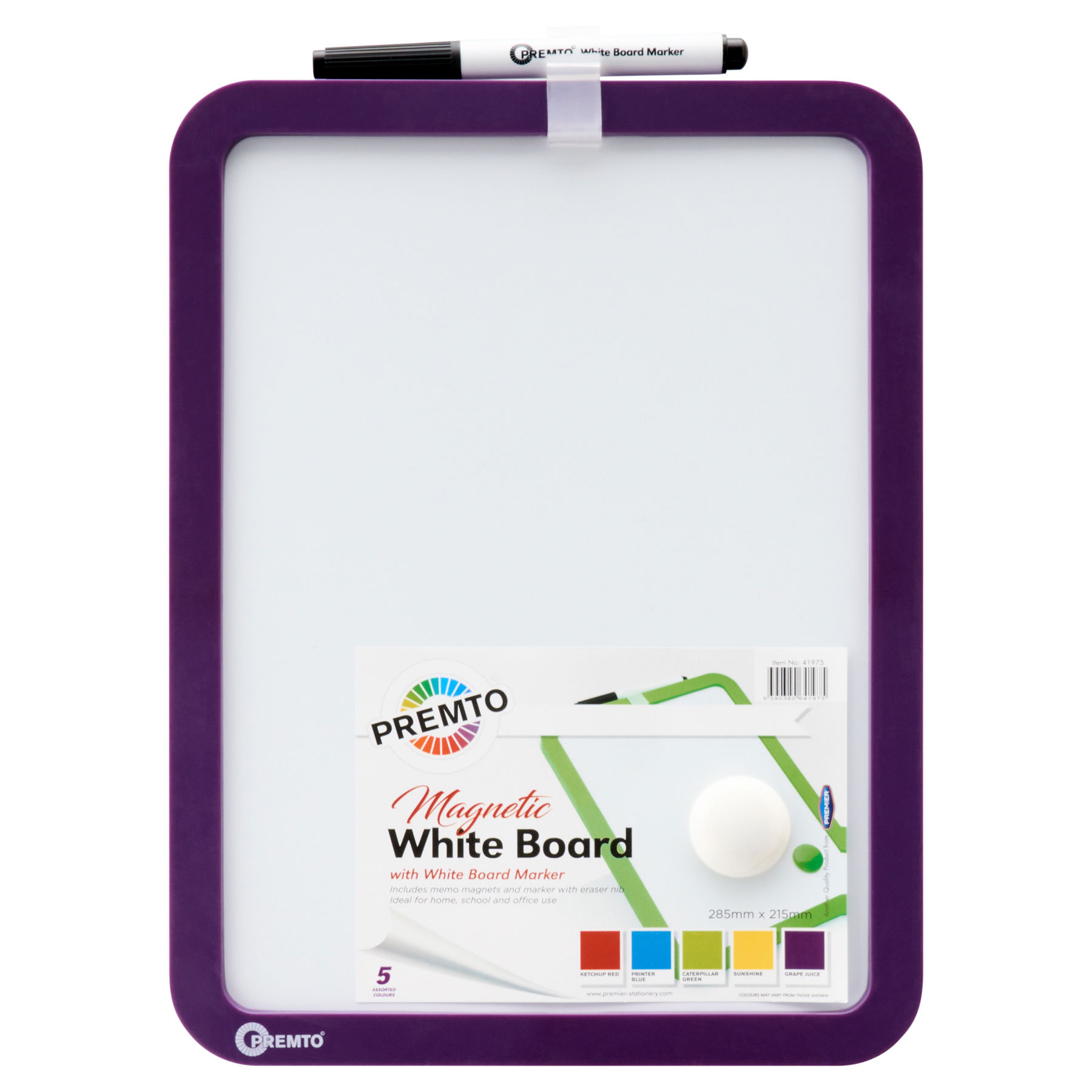 Magnetic Dry Wipe Whiteboard With Dry Wipe Marker 5 Asst