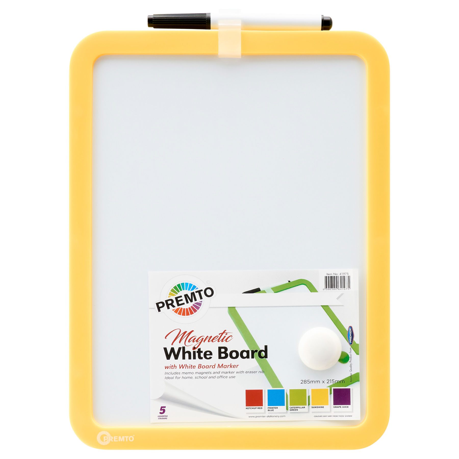 Magnetic Dry Wipe Whiteboard With Dry Wipe Marker 5 Asst