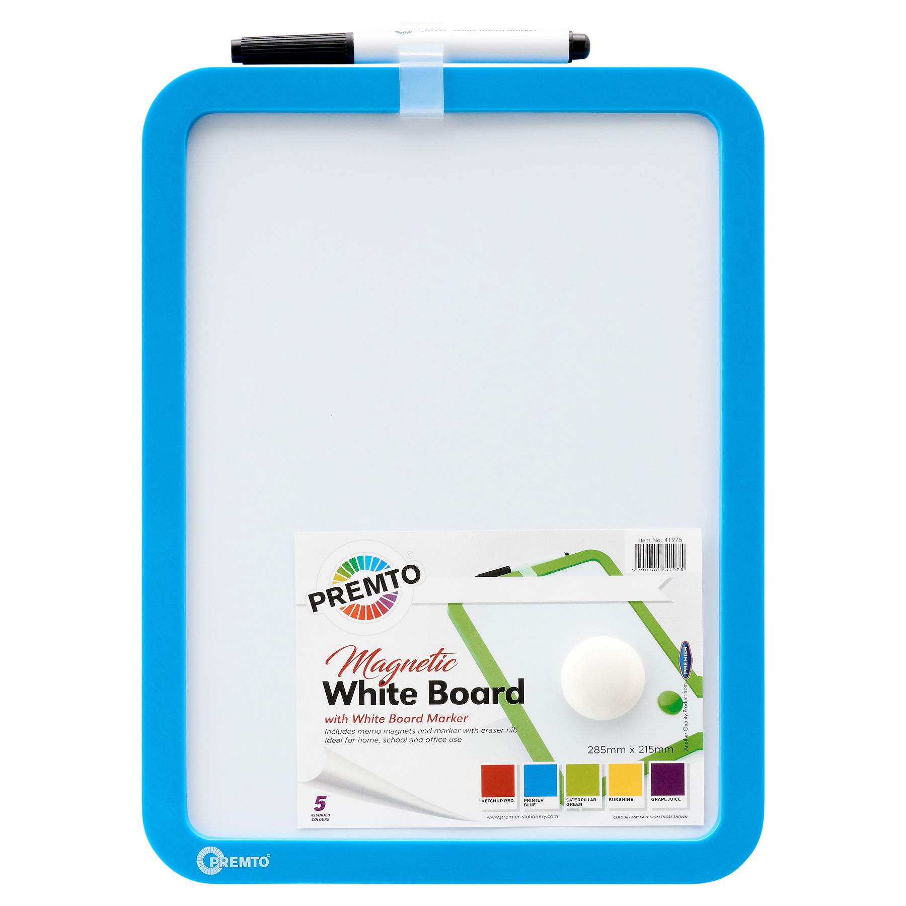 Magnetic Dry Wipe Whiteboard With Dry Wipe Marker 5 Asst