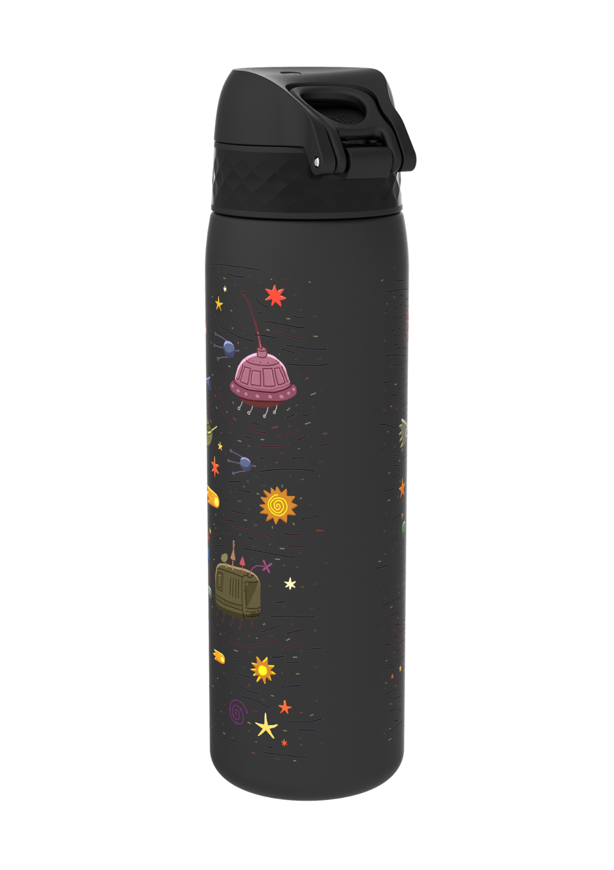 ION8 Recyclon Black Spaceships Water Bottle Leak Proof 500ml (18oz) BPA Free Z2