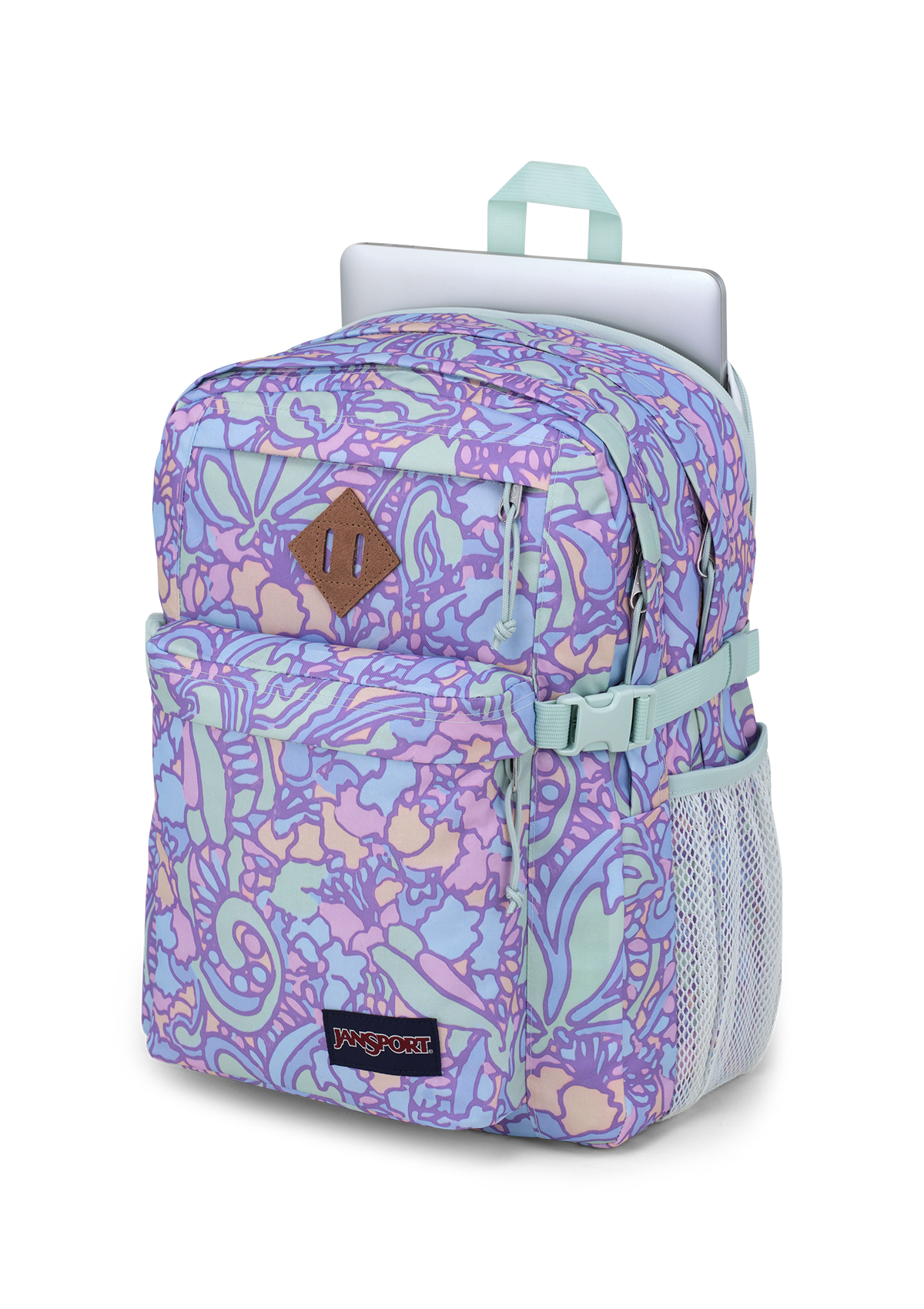 JanSport Backpack Main Campus Fluid Floral Pastel Lilac