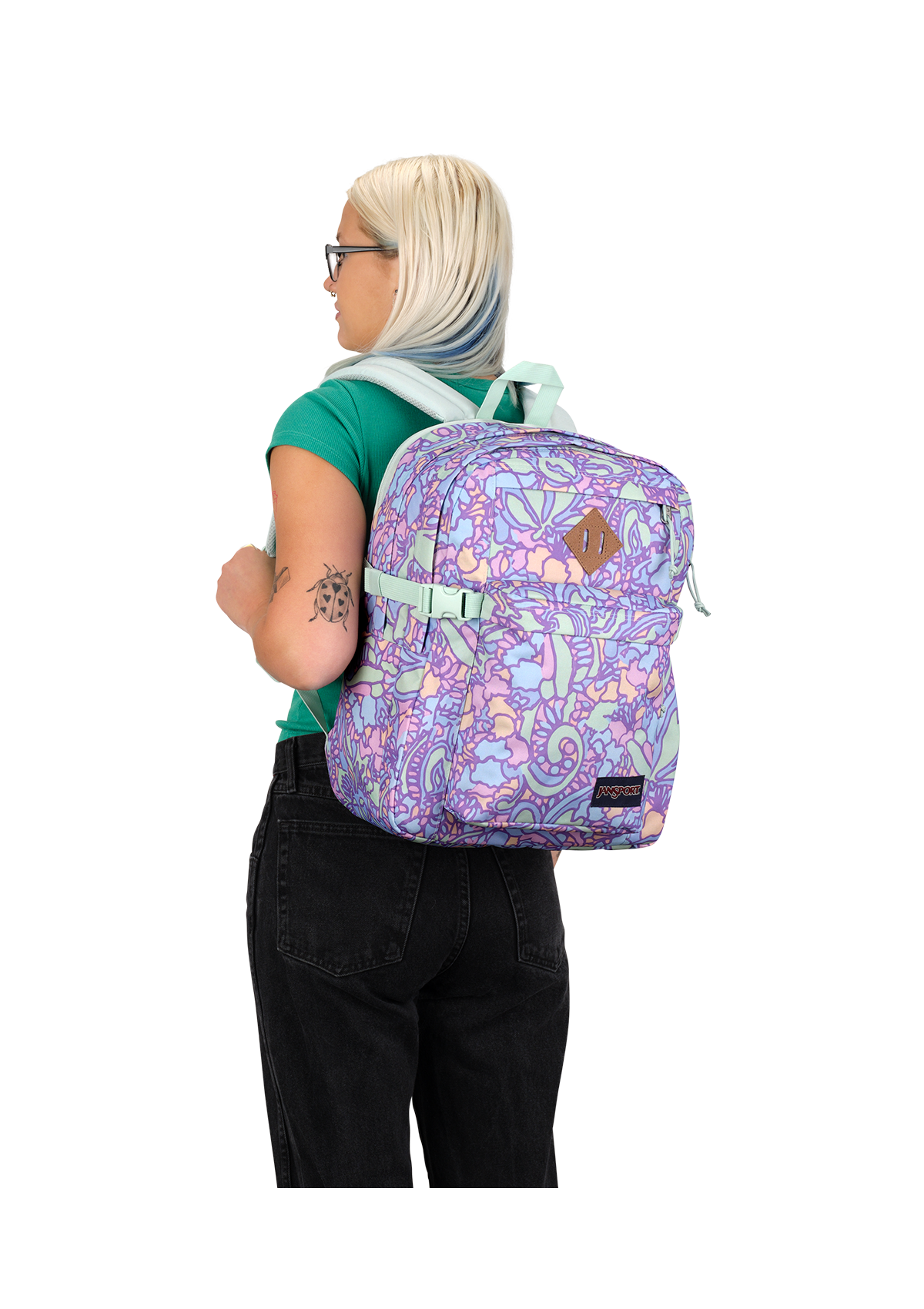 JanSport Backpack Main Campus Fluid Floral Pastel Lilac