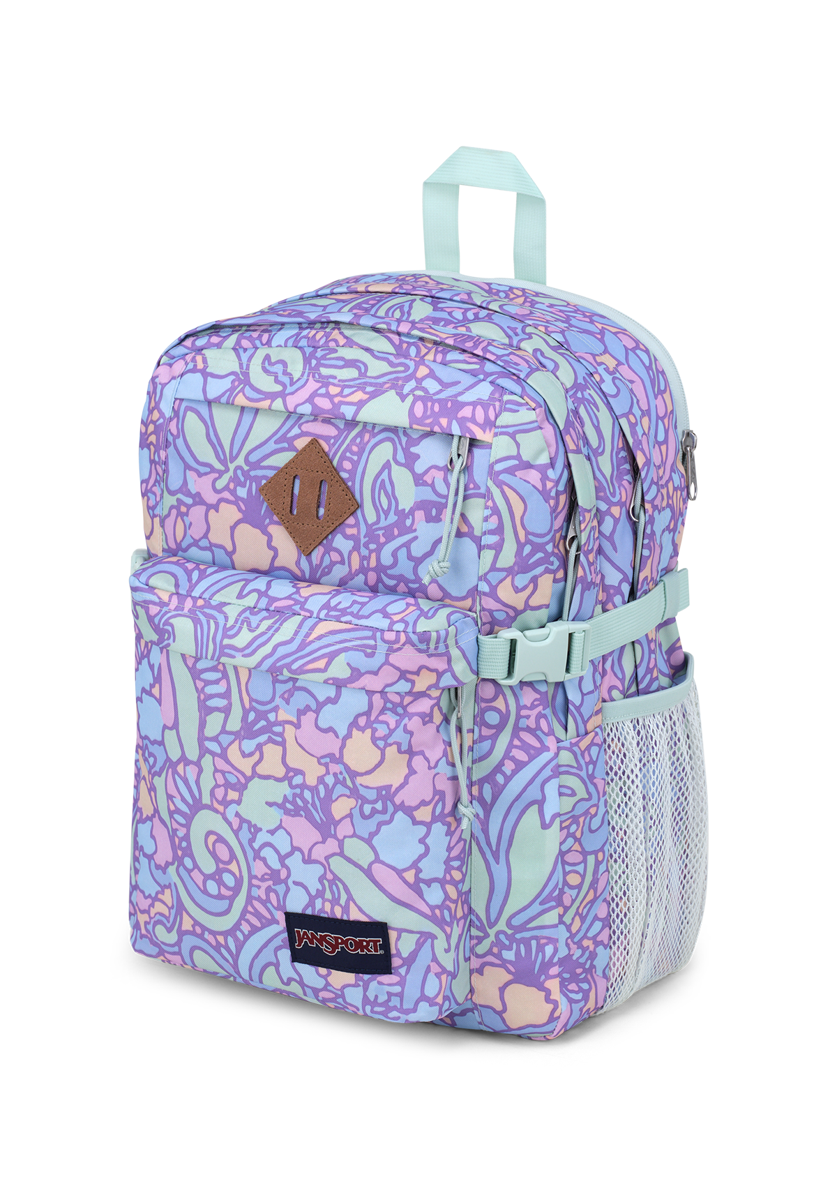 JanSport Backpack Main Campus Fluid Floral Pastel Lilac