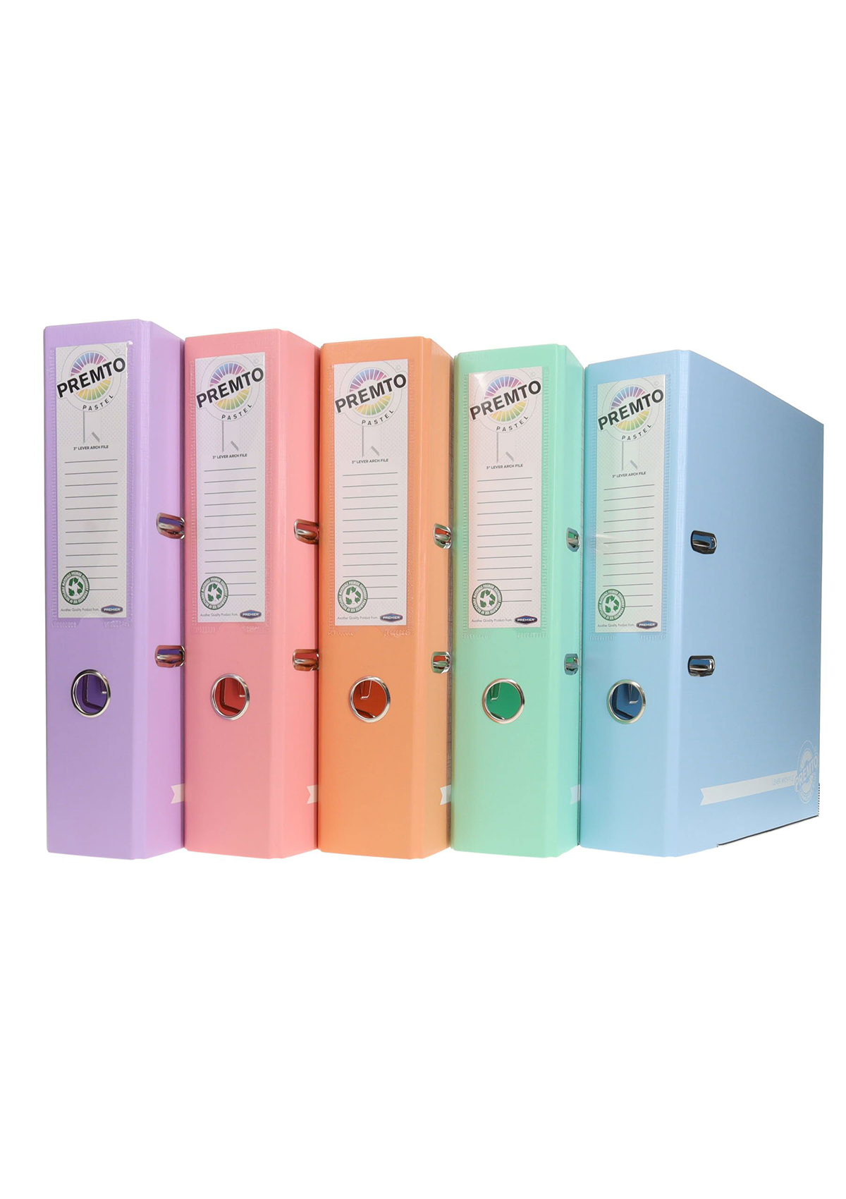 Pastel A4 Pp Lever Arch File - 5 Asst