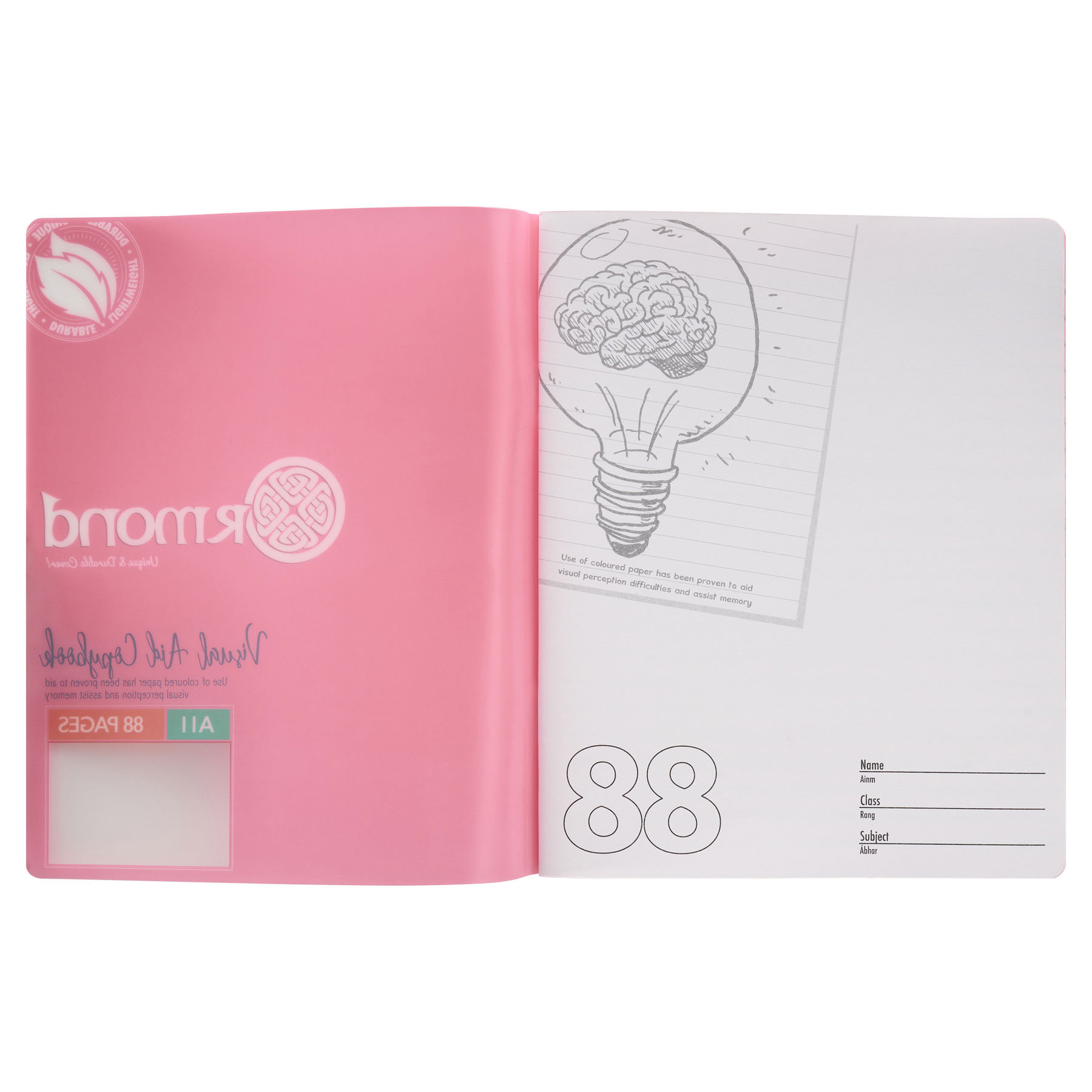 88Pg A11 Durable Cover Visual Memory Aid Copy Book - Pink