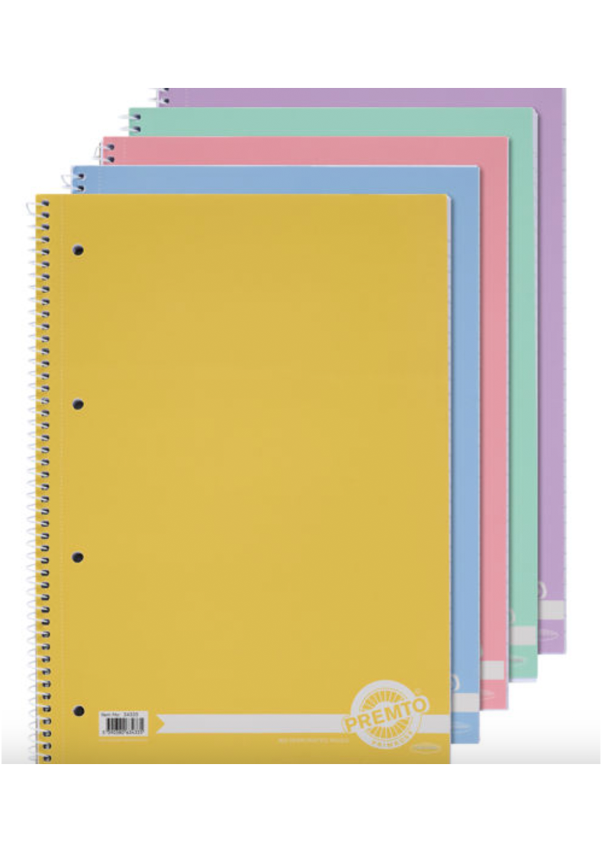 Pastel A4 160pg Spiral Notebook 5 Asst