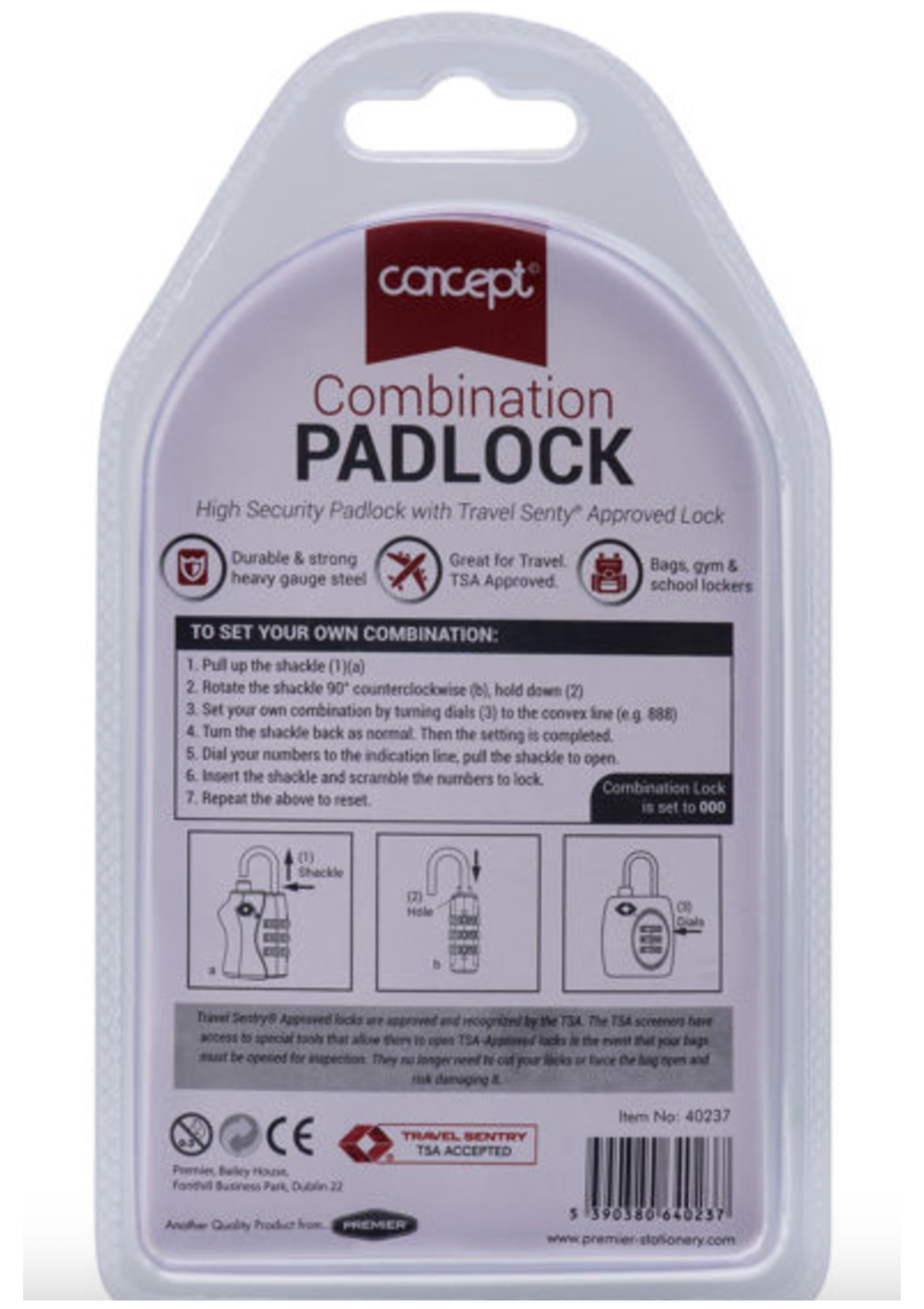 Proactive Padlock Combo Black - 3 Code