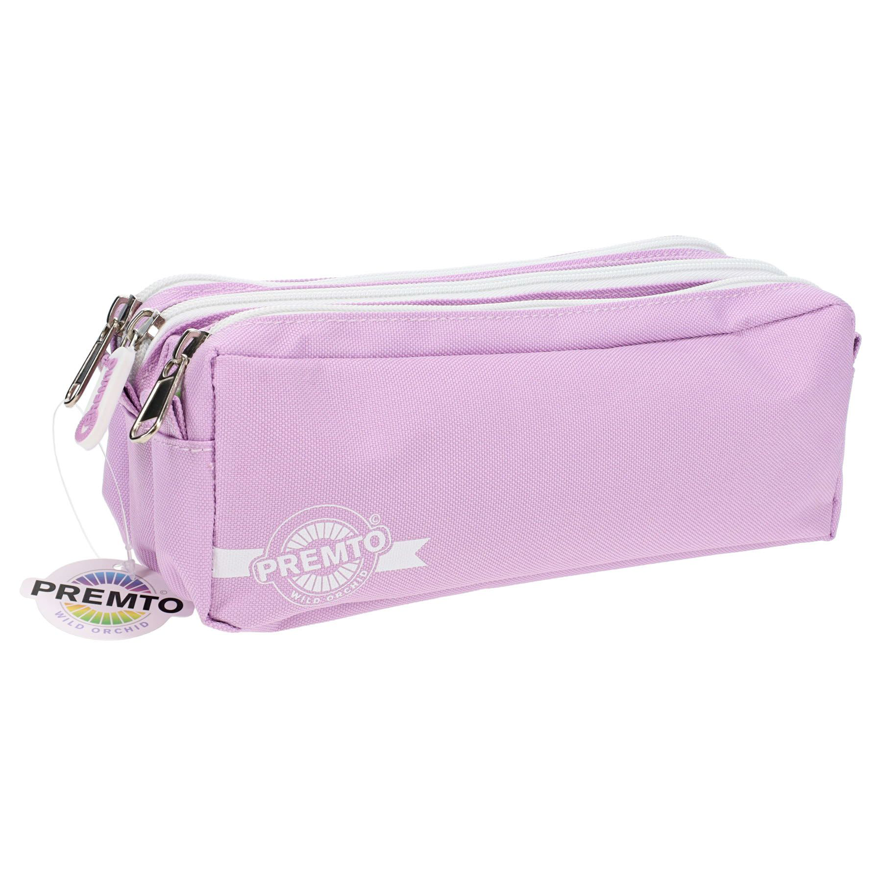 Pastel 3 Pocket Pencil Case - Wild Orchid