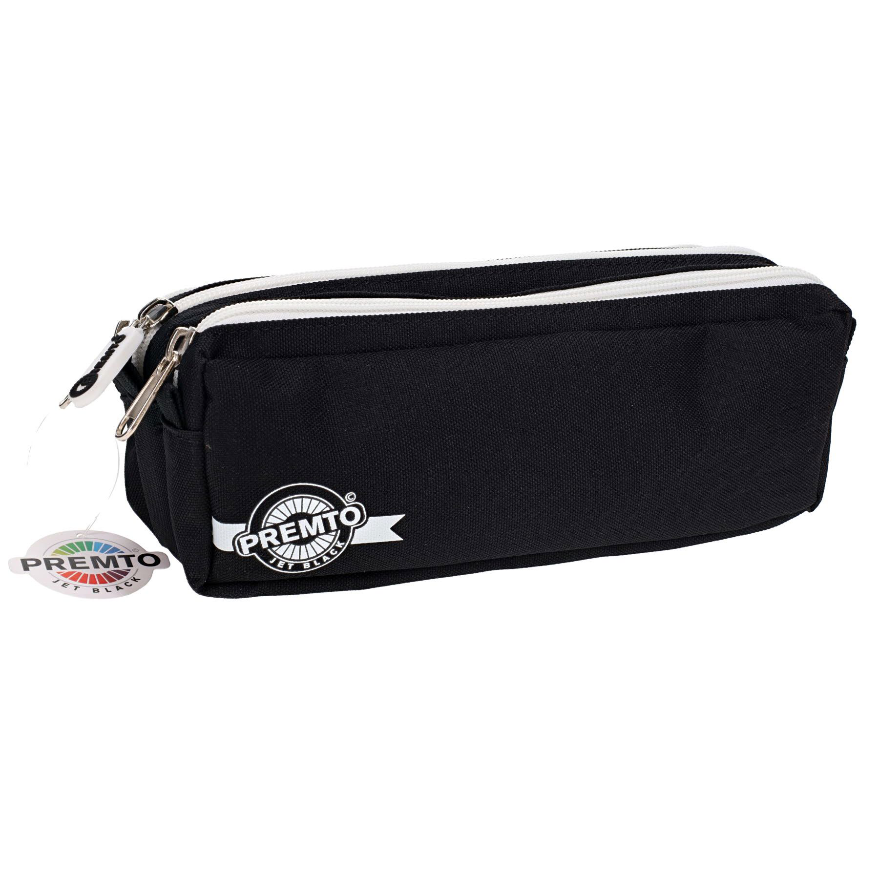 3 Pocket Pencil Case - Jet Black