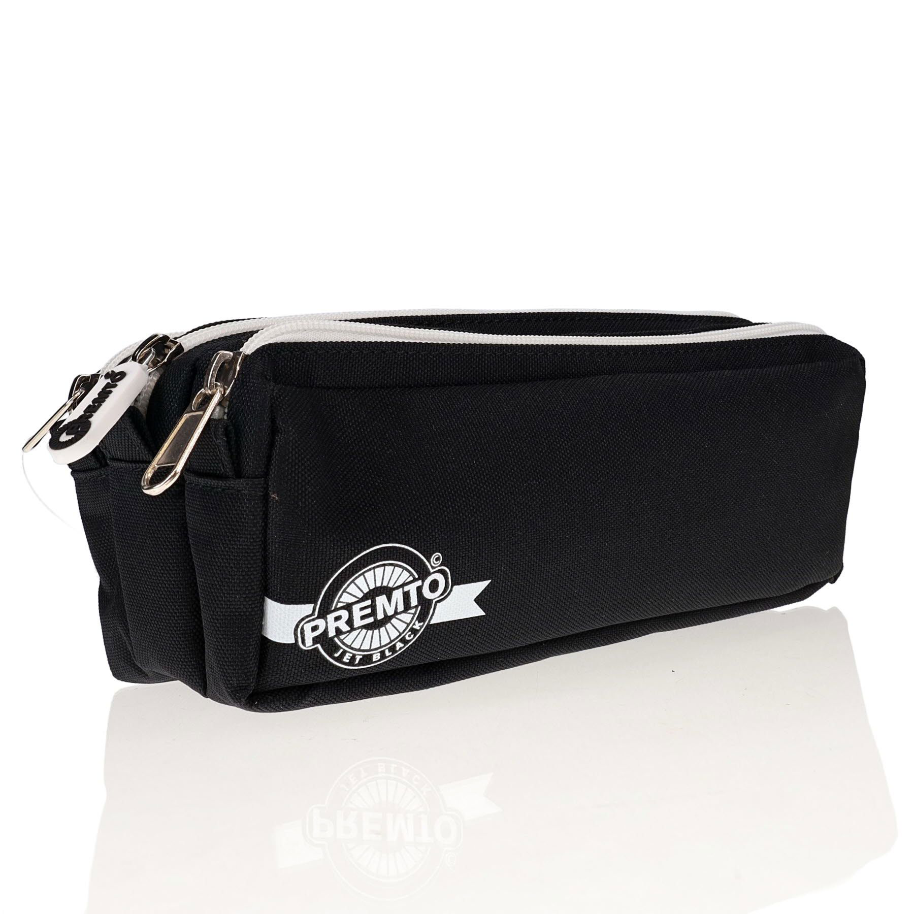 3 Pocket Pencil Case - Jet Black