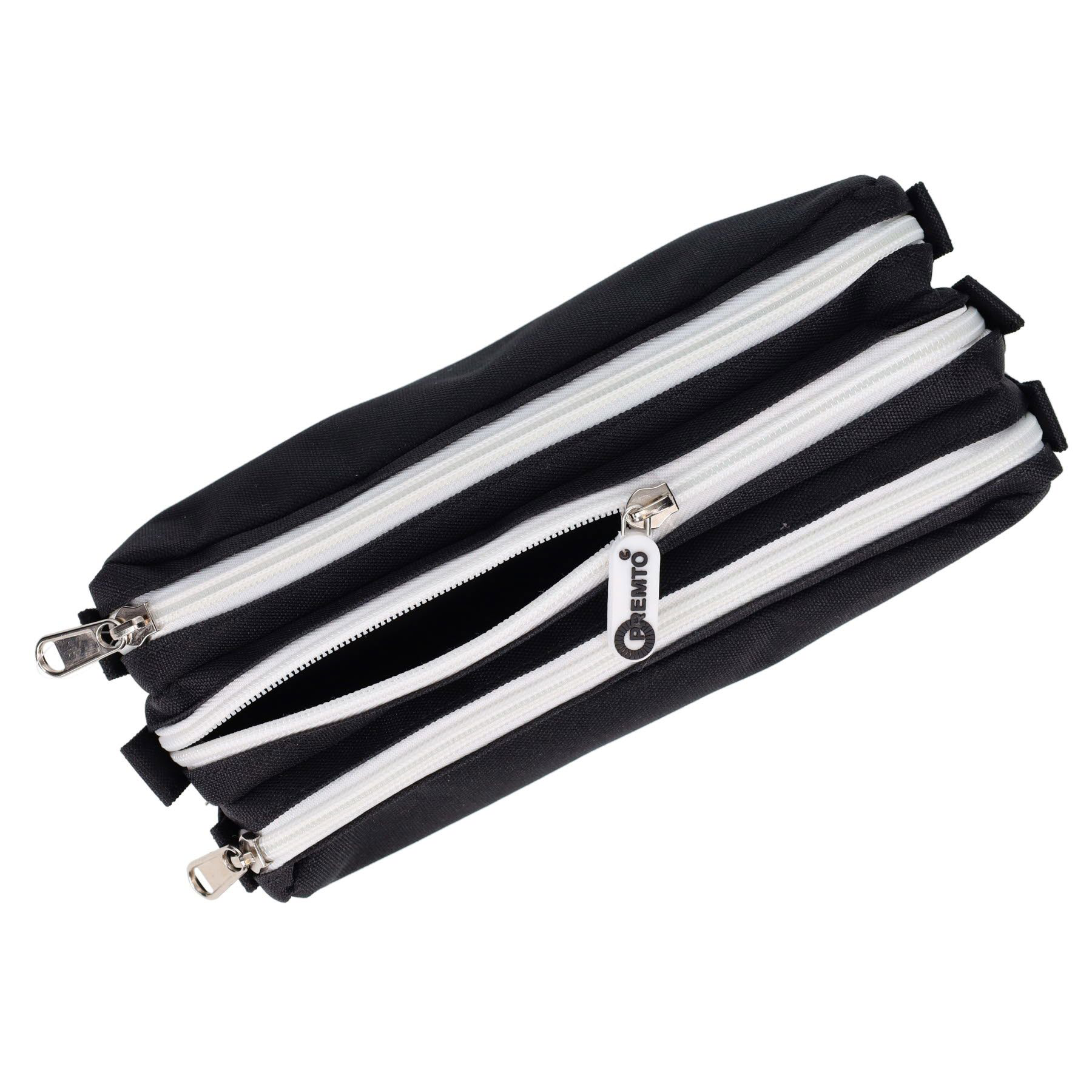 3 Pocket Pencil Case - Jet Black